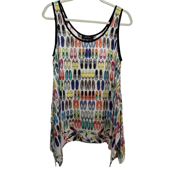 Karen Kane Tops - Karen Kane Blue and Pink Asymmetrical Sleeveless Tank Top